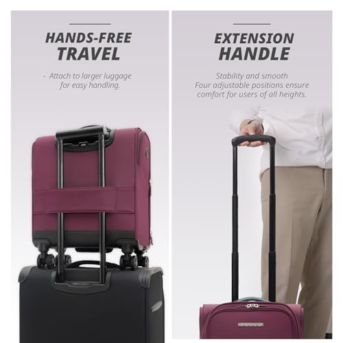 Verage Underseat Carry On Luggage with Wheels,14-Inch,Grape Red | Personal Item Bag,Airline Approved, Laptop Compartment, USB Charging Port - color: Grape red, size: 14-Inch Compact Underseat