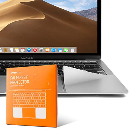 UPPERCASE Premium Palm Rest Protector Skin Cover Set Compatible with 2020 2021 Intel/M1-based MacBook Air 13", A2337 A2179, Silver