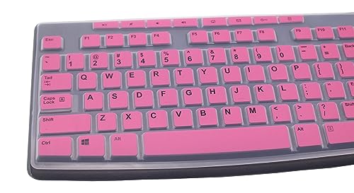 Ultra Thin Desktop PC Silicone Keyboard Cover Skin Protector Compatible for Logitech MK295 MK275 MK270 Wireless Keyboard, Logitech K200 K260 K270 MK200 MK260 Keyboard - Pink - color: Pink