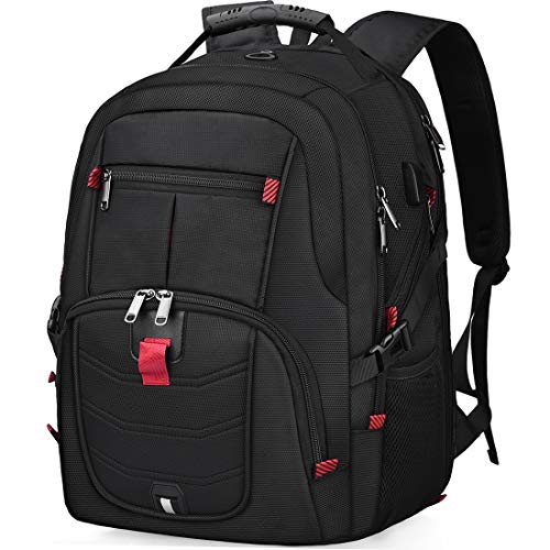 NUBILY Laptop Backpack 17 Inch Waterproof Extra Large TSA Travel Backpack Anti Theft College Business Mens Backpacks with USB Charging Port 17.3 Gaming Computer Backpack for Women Men Black 45L - color: Black, size: 17.3 inch