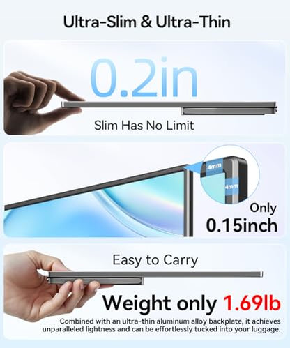 Wireless Portable Monitor for Laptop, 15.6" Portable Monitor with Battery | 1080P FHD Second Screen for Home & Office, AirPlay & Miracast Casting, No Cables or Drivers Needed