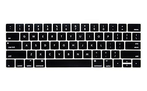 ProElife Premium Ultra Thin Silicone Keyboard Protector Cover Skin for MacBook Pro with Touch Bar 13-inch 15-inch (Model A1706, A1707, A1989, A1990, A2159) (2016 2017 2018 2019 Released) (Black) | Black, Ultra-Thin (0.26 mm), Silicone Protective Skin, Dus