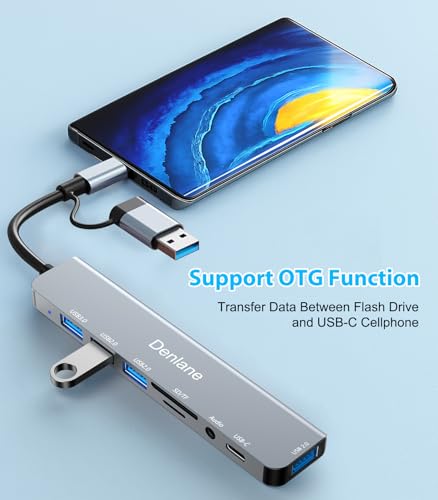 USB C Hub USB Hub 3.0 for Laptop, Upgrade 8 in 2 USB Splitter with USB-C/4 USB A Port Extender, TF/SD Card Slot, 3.5mm Audio Adapter, USBC USB Dongle for PC/Mac/MacBook/Laptop/iPad/Tablet - size: 8-IN-2