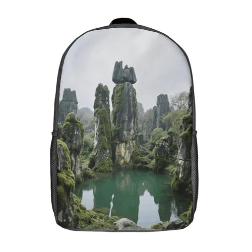 17 Inch Stone Forest Laptop Backpack for Men Women Waterproof Lightweight Travel Backpack Commuter Bag Large Capacity Casual Daypack for Business Trip & Outdoor