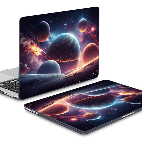 Mektron Case for MacBook Pro 16 Inch A2141 Cover 2019 Release 16" with Liquid Retina Display/Touch ID, Plastic Hard Shell with Keyboard Skin & Screen Protector & Dust Plug, Planets - color: Planets
