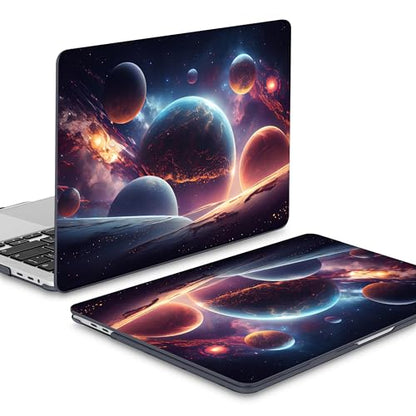 Mektron Case for MacBook Pro 16 Inch A2141 Cover 2019 Release 16" with Liquid Retina Display/Touch ID, Plastic Hard Shell with Keyboard Skin & Screen Protector & Dust Plug, Planets - color: Planets