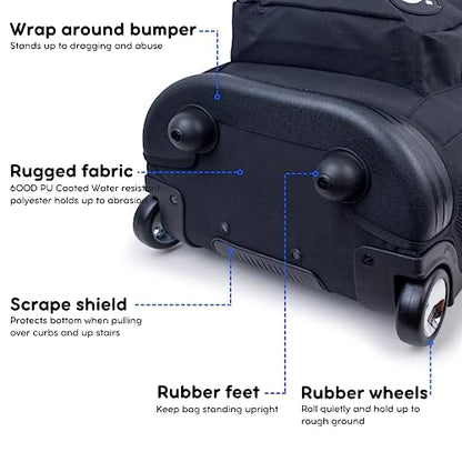 J World Sundance Laptop Rolling Backpack for Girls Boys. Roller Bookbag with Wheels, 20 Inch, Black - color: Black