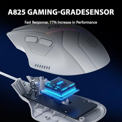 INPHIC PG1 Wired Computer Gaming Mouse Ergonomic, 12800 DPI High-Precision, 6 Programmable Buttons, RGB Backlit for Gaming - White Gray - color: White