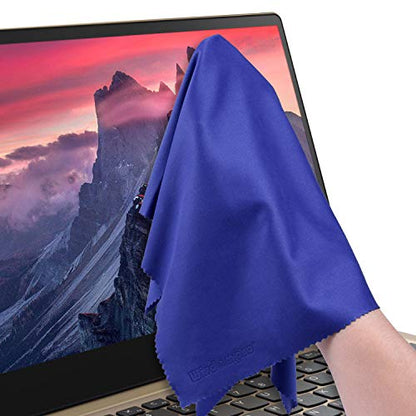 Wisdompro Extra Large 4-Pack Microfiber Cleaning Cloth For Laptop, LCD TV, Computer Screen, Monitor, Tablet, Camera Lens, Glass, Lenses, Phone, iPhone, iPad, other Delicate Surface - Blue (16x16 Inch) - color: Blue