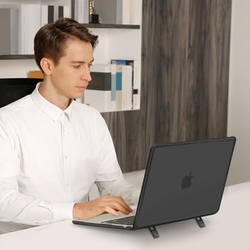 MOSISO Compatible with MacBook Air 13 inch Case M5 M4 M3 M2, Black | 4 in 1 Kit Anti-Crack Hard Shell with Kickstand for MacBook Air 13.6 inch Case 2026-2022 A3449 A3240 A3113 A2681 - color: Black
