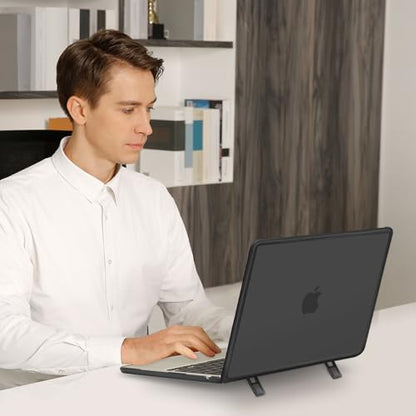 MOSISO Compatible with MacBook Air 13 inch Case M5 M4 M3 M2, Black | 4 in 1 Kit Anti-Crack Hard Shell with Kickstand for MacBook Air 13.6 inch Case 2026-2022 A3449 A3240 A3113 A2681 - color: Black
