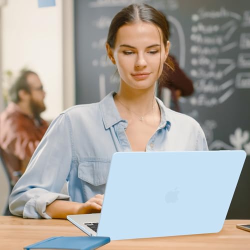 G JGOO Compatible with MacBook Air 15 inch Case 2026 2025 2024 2023 M5 A3448 M4 A3241 M3 A3114 M2 A2941, Plastic Hard Shell for 15 inch MacBook Air Case+Keyboard Cover+Screen Protector, Air Blue - color: Air Blue