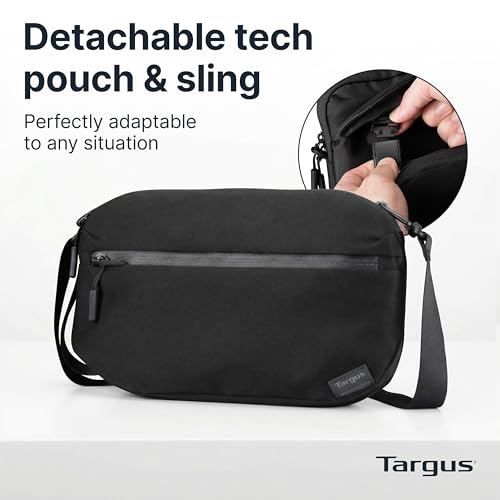 Targus 13–14 Inch Work+ 3-in-1 Tech Brief, Modular Laptop Briefcase with Detachable Tech Pouch Sling, 360 Laptop Protection, Anti-Theft Zippers, Trolley Strap, Black TBS969GL