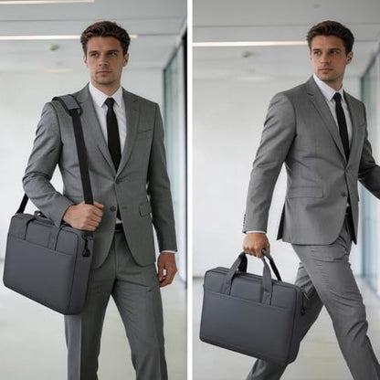 14 15 inch Laptop Carrying Shoulder Bag Waterproof Briefcase Compatible with MacBook Acer ASUS HP Surface Dell Chromebook, Gray - color: Gray, size: 14"-15"