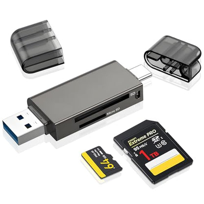 Micro SD Card Reader 2 in 1 Micro to C OTG Adapter | Portable Memory Card Reader for SD TF SDXC SDHC MMC RS-MMC Micro SD Micro SDXC Micro SDHC Card and UHS-I Cards - size: 2in1