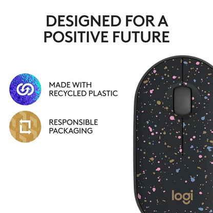 Logitech M340 Wireless Mouse with Limited Edition Prints, USB Receiver and Silent Clicks, Portable Wireless Mouse for Laptop, PC, Windows, Chrome, Surface – Speckles - color: Speckles