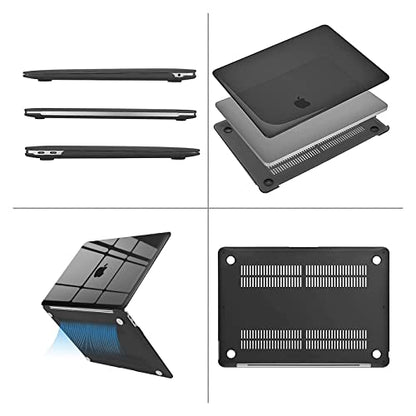 MOSISO Compatible with MacBook Air 13 inch Case M1 2021 2020 2019 2018 | A2337 A2179 A1932, Protective Hard Shell&Keyboard Cover&Screen Film&Pouch for MacBook Air 13.3 inch Case, Crystal Black - color: Crystal Black