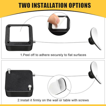 9 Pcs 6.5 ft Retractable Security Cable Lock with Double Sided Adhesive and Screws TV Remote Control Tether Cord Leash Anti Lost Rope Security Lanyard Lock for TV Tablets Showroom