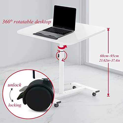 Overbed Table Adjustable Overbed Table Portable 360° Tilting Laptop Computer Sofa Table,Over Chair Tables for Disabled with Wheels,Adjustable 90Cm Desk,Pink - color: Pink