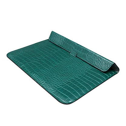 Lightweight Green Crocodile Leather Flip Sleeve for 13-13.6" Laptops | Ideal for School, Office, Commute & Travel. Water-Resistant Envelope Design with Stand. Fits MacBook Neo/Air/Pro 13" & More - color: Green