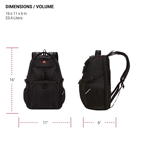 SwissGear 1900 Scansmart Mini/Slim Version, Fits Most 13 Inch Laptops and Tablets, TSA Friendly Backpack, Black - color: Black