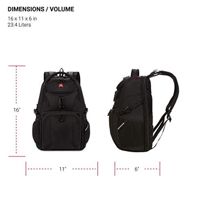 SwissGear 1900 Scansmart Mini/Slim Version, Fits Most 13 Inch Laptops and Tablets, TSA Friendly Backpack, Black - color: Black