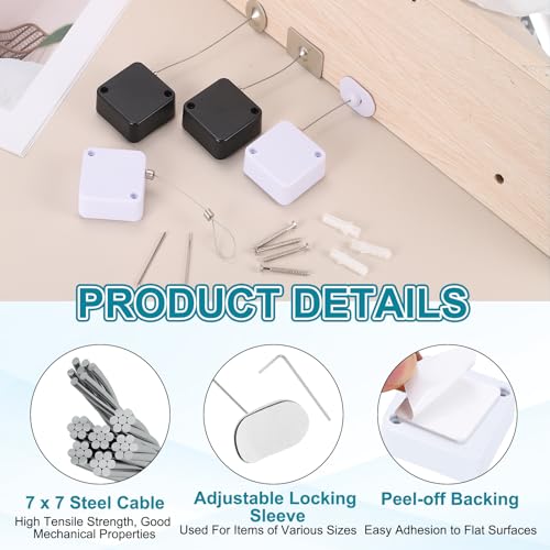 PATIKIL Retractable Remote Control Cable Tether (4.9ft / 1.5M, White)(5 Set) Square Remote Control Security Lanyard Lock Adjustable Locking Leash with Plastic Cap, Suit for - TV/Tablets - color: White, size: 4.9ft