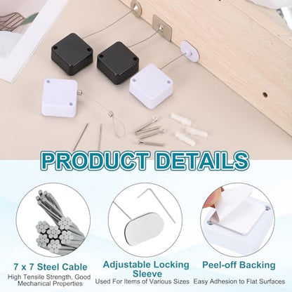 PATIKIL Retractable Remote Control Cable Tether (3.3ft / 1M, White)(5 Set) Square Remote Control Security Lanyard Lock Adjustable Locking Leash with Plastic Cap, Suit for - TV/Tablets - color: White, size: 3.3ft