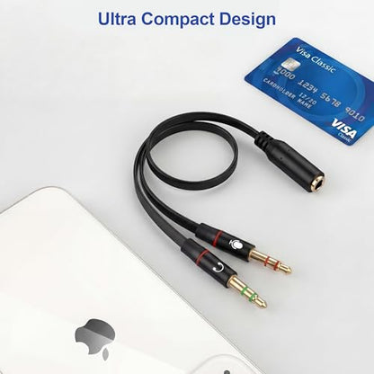 5 Pack Headphone Splitter, 3.5mm Female to 2 Dual Male Headset Adapter, Gold-Plated Mic Audio Y Splitter Cable for Smartphone PC Laptop Gaming Headset