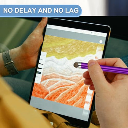 PATIKIL 2 Pcs Screen Capacitive Pen with Spring Rope Fixing Dock High Sensitivity for Mobile Phone Car Navigation GPS POS Tablet Laptop, Purple - color: Purple