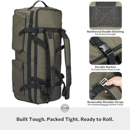 45/80/100L U-Zip Rolling Duffel Bag with Wheels, X-Large Durable Travel Duffle + Toiletry Bag, Lay-Flat Opening, Packable w/Shoulder Straps- Use as Luggage or Backpack, Men/Women (Green) - color: U-Zip Green