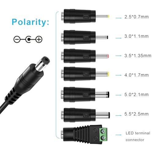 Universal USB C to DC Adapter, Barrel PD Trigger Cable, USB-C Female to DC 5V 9V 12V 15V 20V Adapter Cable with LED Display, for Netbook, Tablets, Led Light, Lamps, Routers