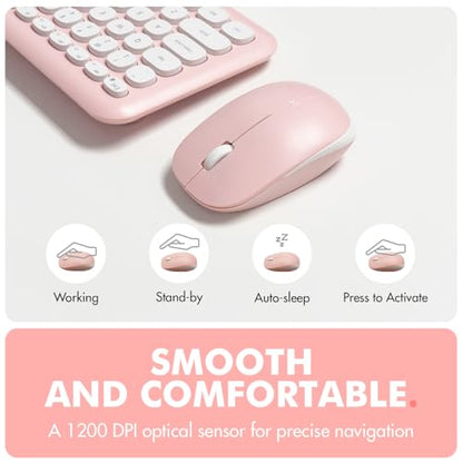 X9 Pink Keyboard and Mouse Wireless | Cute Wireless Keyboard and Mouse Combo - Transform Your Space with a Colorful Keyboard and Mouse Set for PC Laptop and Chrome (Pink/White) - color: Pink | White