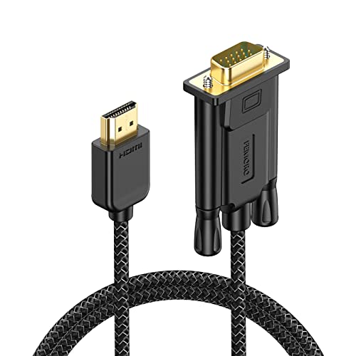 FEMORO HDMI to VGA Cable 3 Feet 1080P@60Hz Male to Male Braided Cord for Desktop Computer PC, Laptop, Xbox, PS3, Raspberry Pi to Monitor - size: 3 Feet