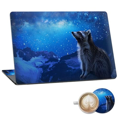 Laptop Skin Sticker Decal 15.6 Inch,12 13 13.3 14 15 15.6 in Laptop Netbook Skins for Notebook,Art Decal Removable Waterproof Scratch Resistant,Universal Vinyl Cover,Blue Galaxy Raccoon - color: Blue Galaxy Raccoon