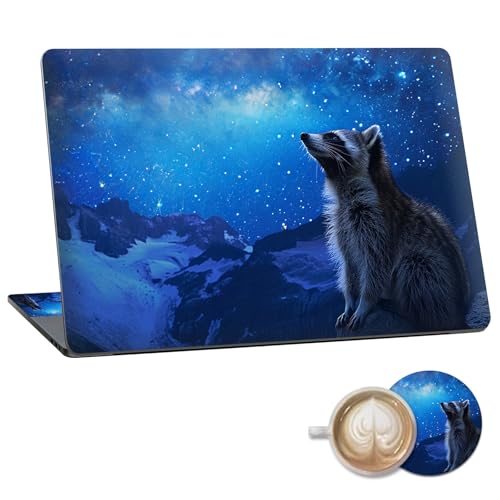 Laptop Skin Sticker Decal 15.6 Inch,12 13 13.3 14 15 15.6 in Laptop Netbook Skins for Notebook,Art Decal Removable Waterproof Scratch Resistant,Universal Vinyl Cover,Blue Galaxy Raccoon - color: Blue Galaxy Raccoon