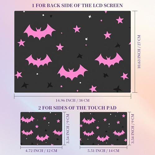 Laptop Skin Sticker Laptop Cover for 12" 13" 13.3" 14" Laptop Stickers,Reusable Skin Sticker Cover Personalized Art Waterproof & Scratch-Resistant Protector Case,Pink Bats and Stars - color: Pink Bats And Stars