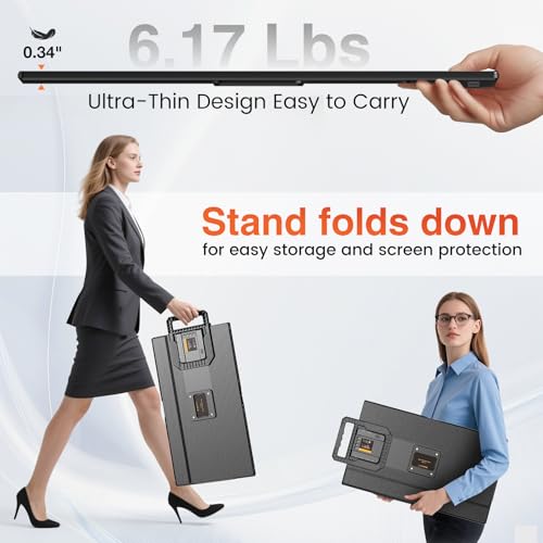 24" Large Portable Monitor, 1080P FHD 100Hz IPS Monitor, Height-Adjustable & Rotatable Screen(Horizontal/Vertical), Built-in Speakers, Requires Wall Outlet, Travel Monitor for Laptop / MacBook / PC
