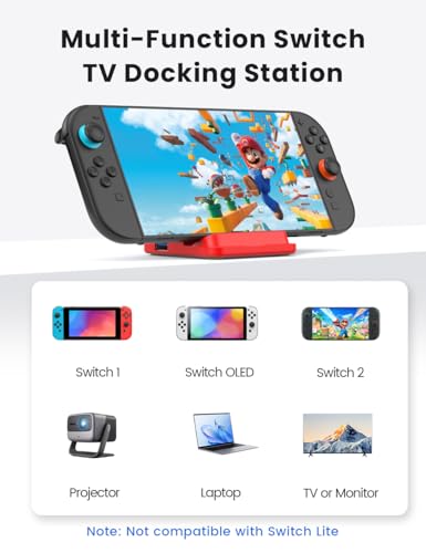 Switch Dock Portable TV Docking Station for Switch 2 | Foldable 4K HDMI, Ethernet Port, USB 3.0, 100W PD Charging Port
