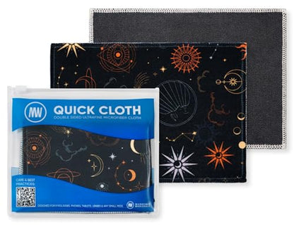 Microfiber Wholesale Quick Cloth Glasses Cleaning Cloths 5x7 Astrology | 2-Pack with Case | Double-Sided Lens Cleaner for Eyeglasses, Camera & Screens | Reusable Microfiber Glass Polishing Cloths - color: Astrology, size: 5"x7"