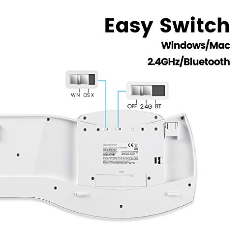Perixx Periboard-612 Wireless Ergonomic USB Split Keyboard, US English Layout - color: White, style: Wireless