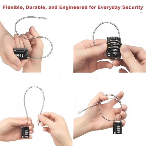 RESET-200 4-Digit Combination Cable Lock, 19.7 in/50cm, 2 Pack | 19.7 in/50cm cable for wider latch spacing, bags, storage boxes, and small gear; light-duty use only. 2 locks included. - size: 50cm(20 inch)Cable