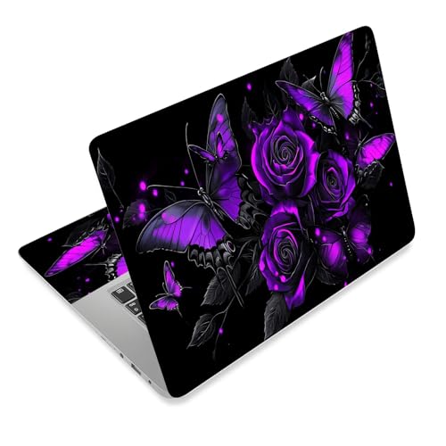Laptop Skin Sticker Decal for 12 13 13.3 14 15 15.6 in, Universal Vinyl Waterresistant Protector Cover for Notebook PC Netbook, Computer Decor for Women Girls Purple Roses - color: Purple Roses