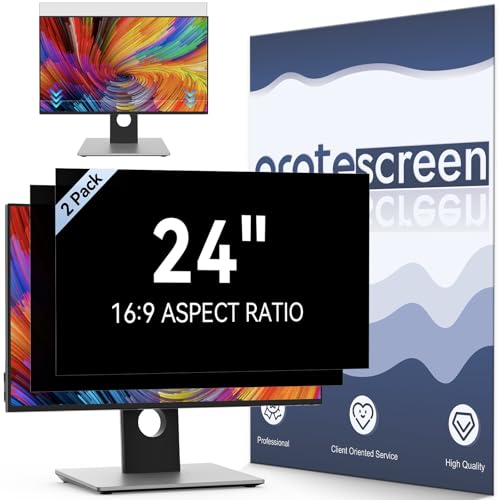 [2-Pack] 24 Inch Computer Privacy Screen Filter for 16:9 Widescreen Monitor, Removable Eye Protection Anti Glare Blue Light Filter Privacy Shield, Anti Spy Screen Protector Film 24 in - size: 24" (16:9)-2 pack