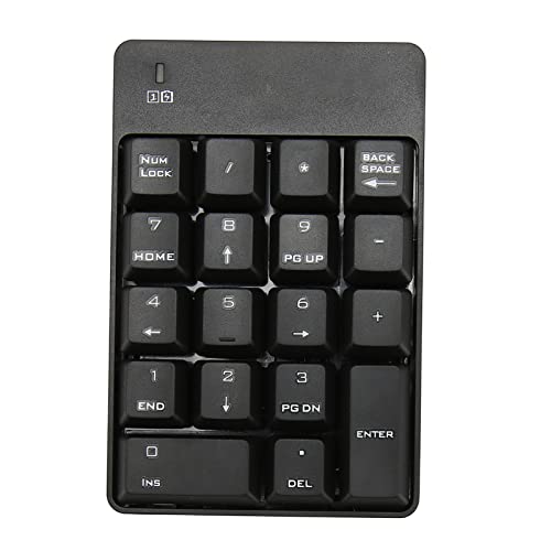 Numeric Keypad, 18 Key Wireless USB Number Pad with Low Noise Design and Comfortable Tilt Angle, for Laptop Desktop PC OS X (Black) - color: Black
