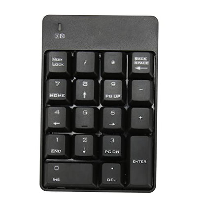 Numeric Keypad, 18 Key Wireless USB Number Pad with Low Noise Design and Comfortable Tilt Angle, for Laptop Desktop PC OS X (Black) - color: Black
