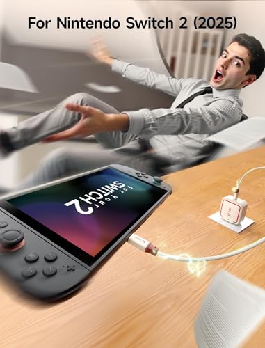 JSAUX 65W USB C Charger for Nintendo Switch 2, Powers in TV Mode, with EU/UK Plug & 6.6FT Cable, GaN PD Fast Charge for ROG Xbox Ally, Steam Deck, ROG Ally, iPhone 17, Galaxy, iPad, MacBook -Off White - color: Off-White