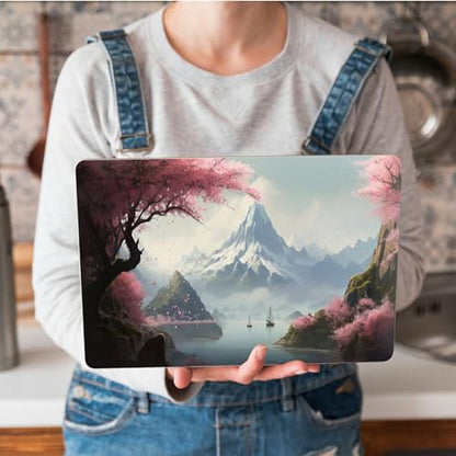 Universal Laptop Skin Sticker with 2 Wrist Pad Skins, Waterproof Scratch Resistant Vinyl Laptop Cover Decal, Cut to Fit for 11–15.6 Inch MacBook HP Dell Lenovo, Cherry Tree by Lake - color: Cherry Tree By Lake