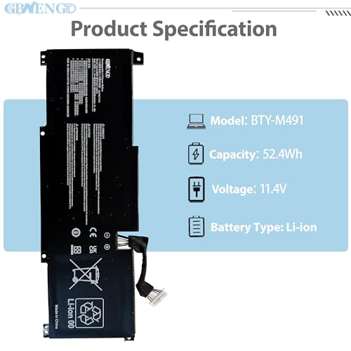 BTY-M491 Laptop Battery Replacement for MSI Modern 15 A10RAS A10RB A10M MS-1551 A11M A11SB MS-1552 A4M A4MW MS-155K A5M Summit B15 A11M Stealth 15M 925QA048H 3ICP6/71/74