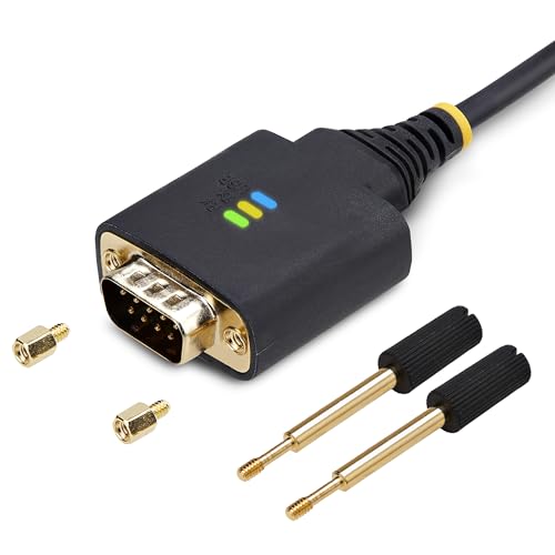 StarTech 3ft USB to Serial Adapter Cable, FTDI (1P3FFCB-USB-SERIAL) | USB-A to DB9 RS232, Interchangeable DB9 Screws Nuts, COM Retention, LED Indicators - size: 3.3ft